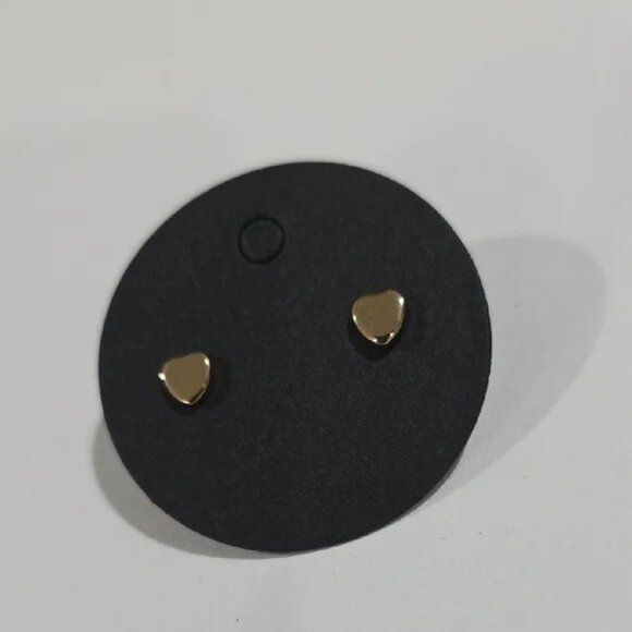 Gold tone Heart Stud Earrings – Minimalist Women’s Everyday Fashion Jewelry Gift - Picture 5 of 8